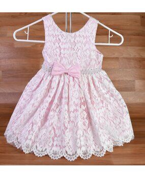 American Princess Dress White Lace Over Pink Satin Toddler girls Size 2T